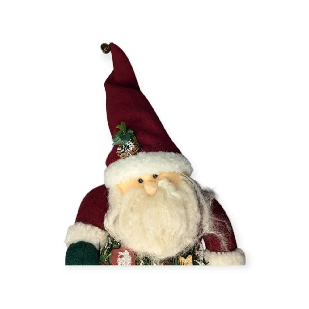 Good Health Ind Free Standing Plush Santa Claus w/ Festive Evergreen Garland